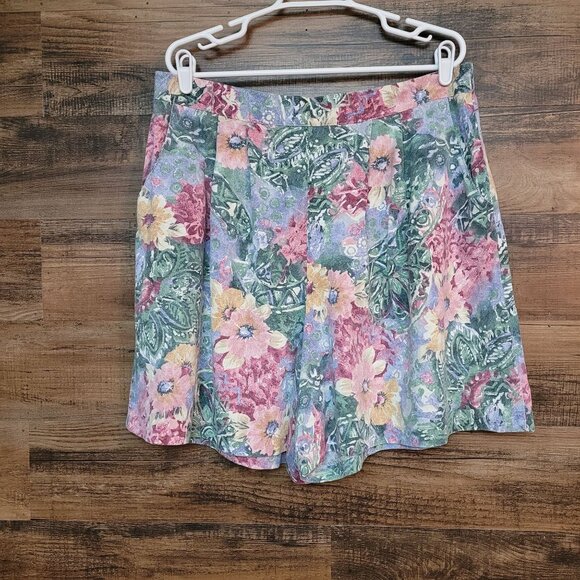 Vtg Miz California Floral Shorts 2x Floral Watercolor High Rise Relaxed Pockets